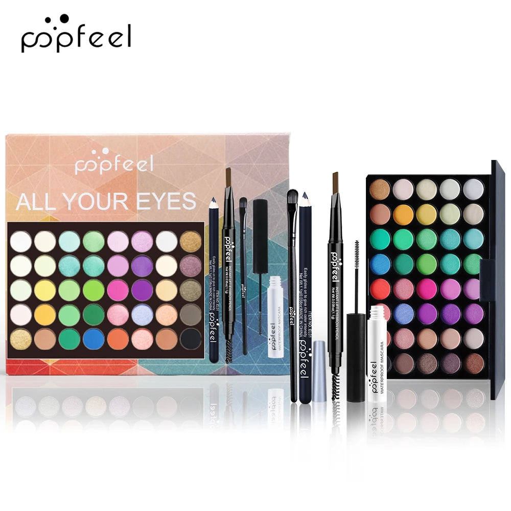 Eye Makeup Set, Eyeshadow Palette, Eyeliner, Mascara, Eyebrow Pencil, Makeup Tool