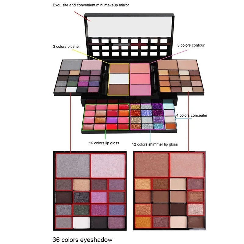40/74/78 Colors Glitter Eyeshadow Palette Matte